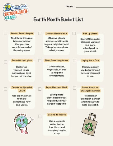 Earth Month Bucket List