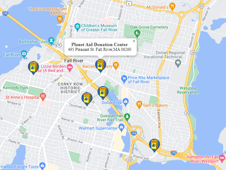 Falls River MA Donation Center Map