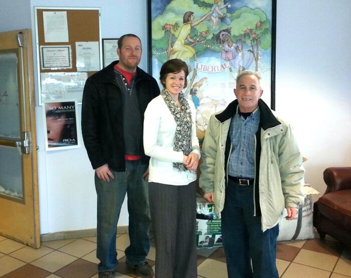 Kathy Kurtin Associate Director of Libertae, David Bauer Planet Aid Transportation Manager and Terry Kaplin Planet Aid Territory Manager