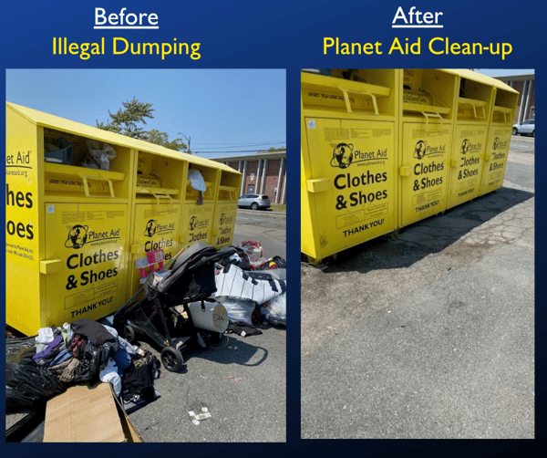Bin site before and after cleaning