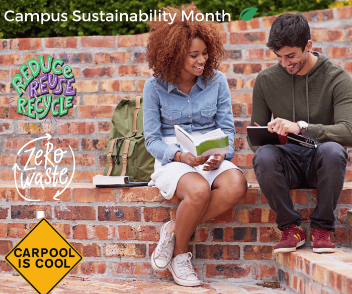 Campus Sustainability Month students studying on campus.