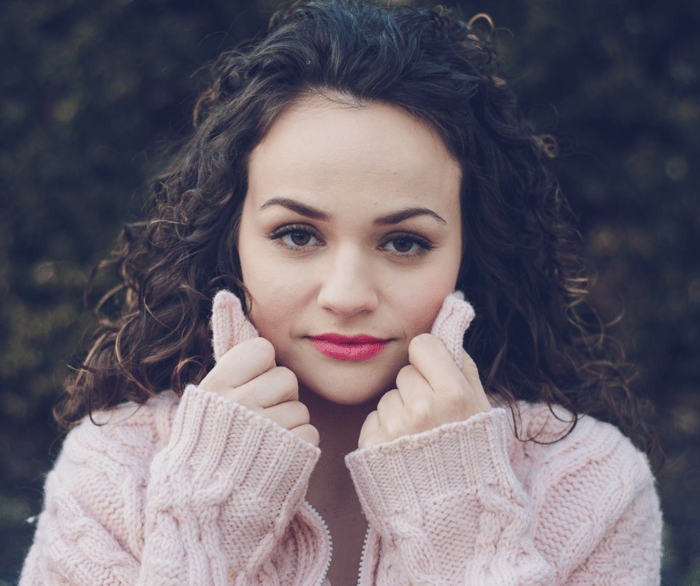 Woman in oversized sweater