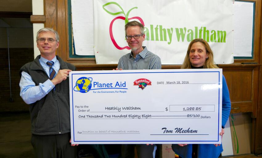 hannaford and planet aid donate to healthy waltham