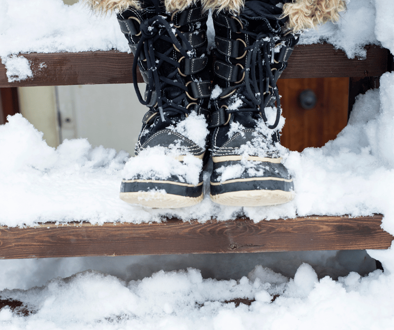 Snow boots in the snow