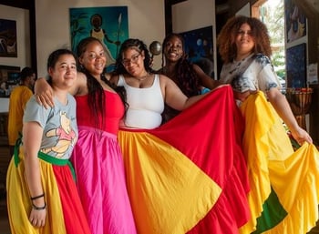 youth in colorful dresses
